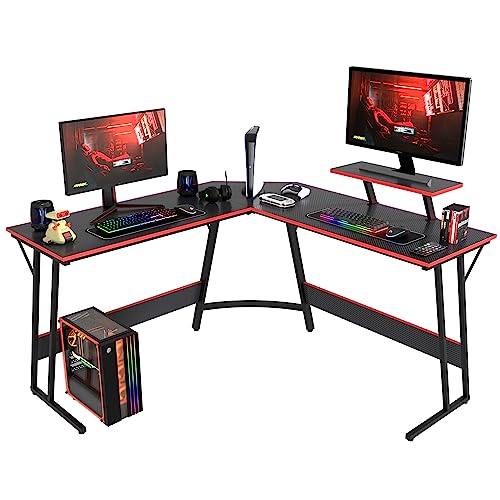 PayLessHere L Shaped Desk Corner Gaming Desk Computer Desk with Large Desktop Studying and Working and Gaming for Home and Work Place,Black - color: Black