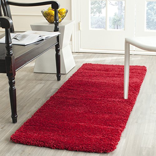 SAFAVIEH Milan Shag Collection Runner Rug - 2' x 6', Red, Solid Design, Non-Shedding & Easy to Clean, Plush Thick Pile, Ideal for Hallway, Foyer, Bedroom (SG180-4040) - color: Red, size: 2' x 6' (Runner)