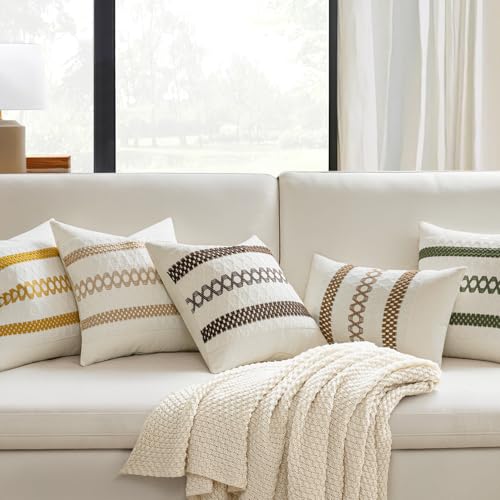 MIULEE Set of 2 Coco Brown Boho Decorative Pillow Covers 18x18 Inch | Farmhouse Couch Throw Pillows, Modern Spring Cotton Cushion Covers, Macrame Woven Home Decor for Bed Sofa Chair - color: Coco Brown, size: 18" x 18" (Pack of 2)