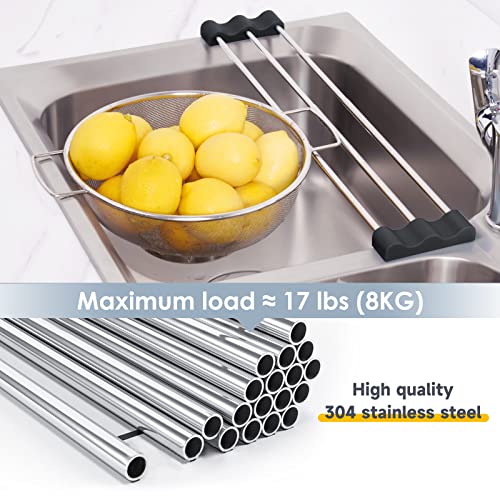 Tomorotec Adjustable Over-The-Sink Kitchen Rack, BPA-Free, Black | Holds 16.5 Lbs; For Dishcloths, Sponges, and Brushes - Heat-Resistant Stainless Steel with Slim, Expandable Design - color: Black