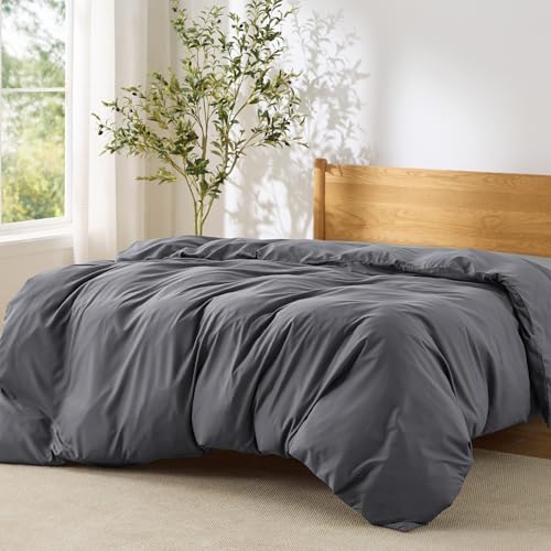 Bedsure Duvet Cover Queen Size, 1Pc Soft Double Brushed Bedding, Dark Grey | For Kids & Adults, 90"x90", Only 1 Comforter Cover, No Pillow Shams, Hotel Luxury, Breathable, Lightweight, Zipper Closure - color: 00 - Dark Grey, size: Queen (Only Duvet Cover)