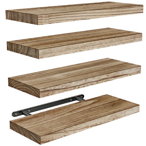 Amada Homefurnishing Floating Shelves, Paulownia Wood Wall Shelves for Living Room/Bedroom/Kitchen/Home Office, Wood Floating Shelf for Home Storage & Organization, Set of 4, 15.75″L x 5.91″W x 0.98″H - color: Light Brown, size: 4