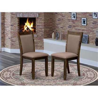 East West Furniture MZC7T48 Monza Parson Dining Chairs - Coffee Linen Fabric Padded Chairs, Set of 2, Distressed Jacobean - color: Mzc7t48
