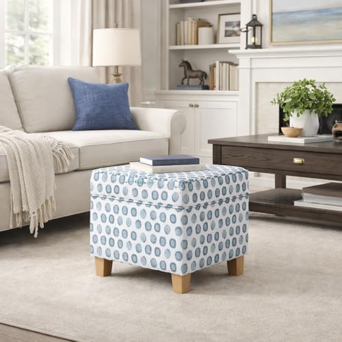 HomePop 18" Classic Square Storage Ottoman - Green Medallion Ikat Print - color: Small Multi Green Medallion Ikat Print