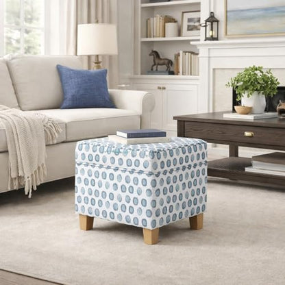HomePop 18" Classic Square Storage Ottoman - Green Medallion Ikat Print - color: Small Multi Green Medallion Ikat Print