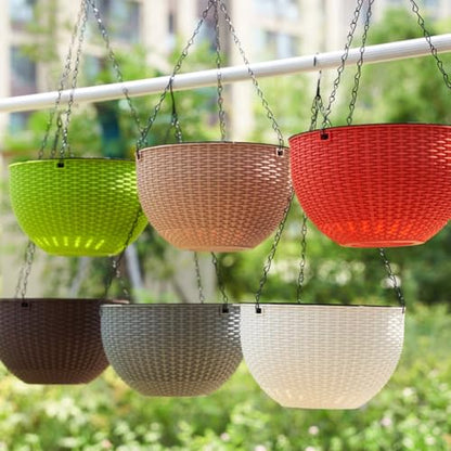Rattan Styles Hanging Planter, Resin Small Hanging Flower Pot | Kangnice Rattan Styles Hanging Planter, Resin Small Hanging Flower Pot - color: Red