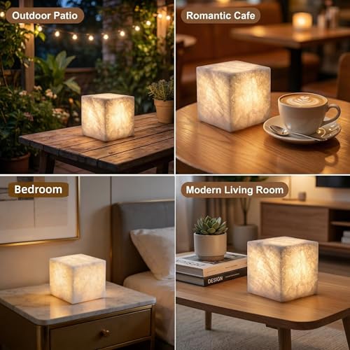 Marble Lamp Nature Marble Table Lamp Rechargeable Pat Light Cordless Night Light Touch Bedside Table Lamps for Bedroom Small Ambient Lamps for Home Decor Living Room Desk Decor (Crystal) - color: Crystal