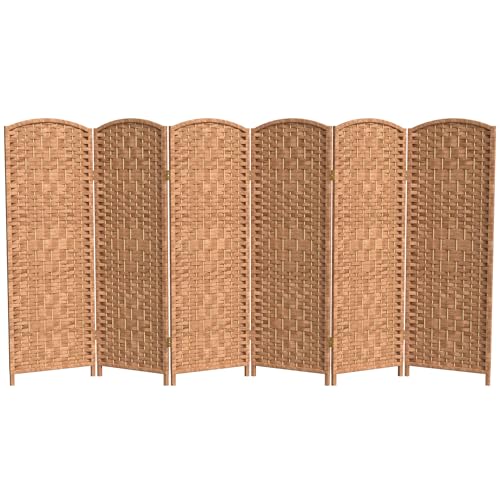 Red Lantern 4 ft. Short Diamond Weave Fiber Folding Screen - Natural - 6 Panel - color: Natural, size: 6 Panel