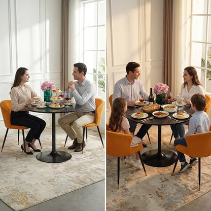 LeTinn 31.5" Round Dining Table for 4, Mid-Century Modern Pedestal Base Kitchen Table for Small Space – Compact Design for Breakfast Nook, Apartment, Dorm, Easy Assembly, Black