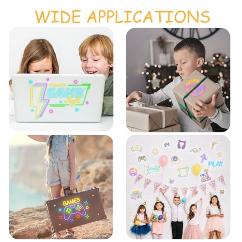 Neon Gaming Wall Stickers for Kids, Neon Gamer Wall Stickers for Children Room, Neon Video Game Character Removable Stickers for Baby Kids Nursery Girls Bedroom Living Room Playroom Wall Decoration - style: Neon Gaming