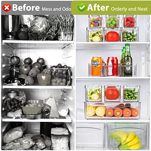 10 Pack Refrigerator Pantry Organizer Bins with Lids, Fridge Organizer Bins | BPA-Free Stackable Clear Plastic Food Storage Bins for Kitchen,Countertops,Cabinets,Fridge,Drinks,Fruits,Vegetables - size: 10-PACK