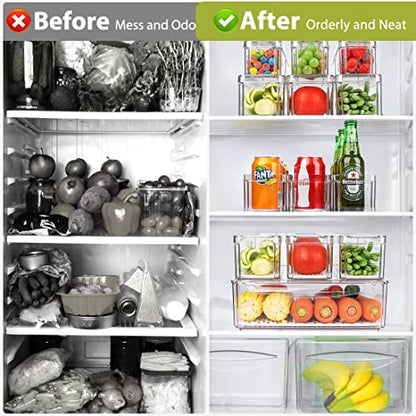 10 Pack Refrigerator Pantry Organizer Bins with Lids, Fridge Organizer Bins | BPA-Free Stackable Clear Plastic Food Storage Bins for Kitchen,Countertops,Cabinets,Fridge,Drinks,Fruits,Vegetables - size: 10-PACK