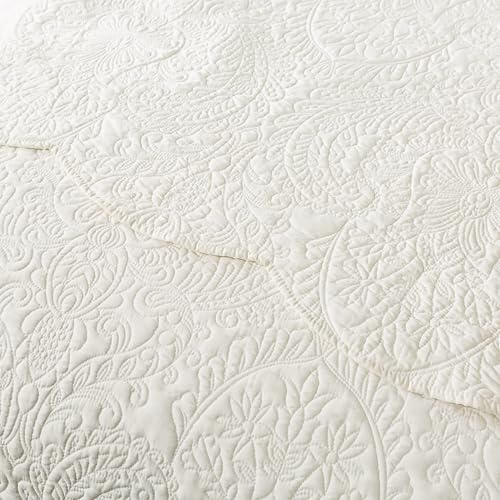 HoneiLife Quilt Sets King Size - Microfiber Bedspreads for King Bed, 3-Piece Lightweight Coverlets, Retro Bedlinen Sets, King Quilt Bedding Set All Season Use-Beige - color: Beige, size: King-106"x96"