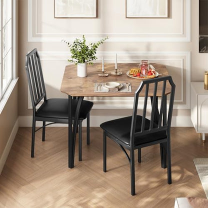 IDEALHOUSE Dining Table Set for 2, Kitchen Table Set of 2 with Upholstered Cushion Chairs, Dining Room Table Set with Kitchen Chairs, Easy to Assemble, Suitable for Apartment - (Rustic Brown) - size: 1* Table + 2* Chairs (Rustic Brown)