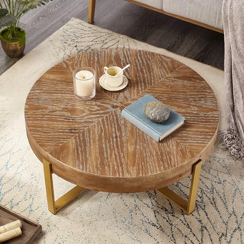 Round Wood Coffee Table, Espresso, 32.28" D x 32.28" W x 17.72" H