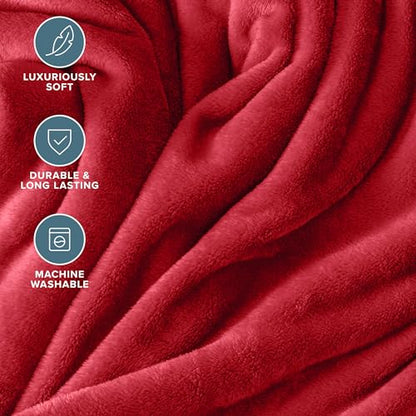 Bare Home Fleece Blanket Luxury Microplush (Full/Queen, Red) | Ultra-Soft Lightweight Blanket for Bed, Sofa, and Couch, Cozy & Warm Blanket - color: 25 - Red, size: Full/Queen