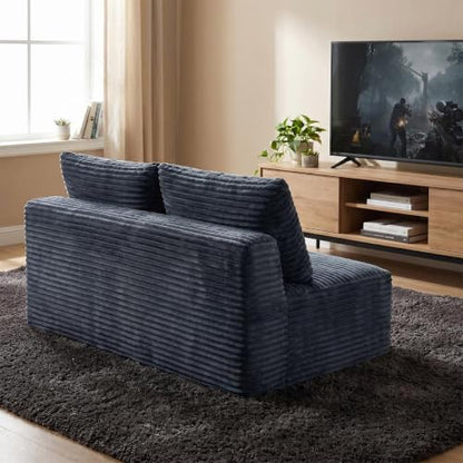 Boneless Couch for Bedroom, Small Compact Loveseat for Small Spaces | Comfy Lounge Chair Cloud Armless Loveseat with 2 Headrest for Apartment Living Room - color: Grey