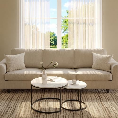 Round Coffee Tables for Living Room，Set of 2 (Marble) | living room side table, Modern Nesting Drink for Small Spaces - color: Marble