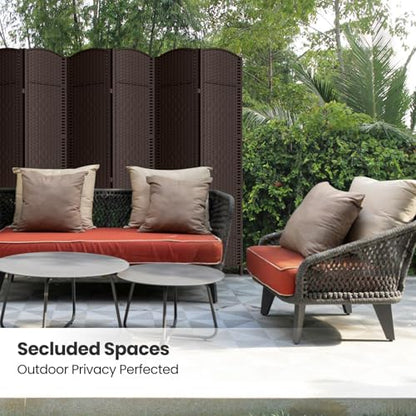 6 Panel Folding Room Divider,Woven Privacy Screen,Chocolate | Solid wood frame, handcrafted diamond pattern, 6FT tall, extends to 94.5 inches wide, no assembly required - color: Chocolate, size: 6-Panel