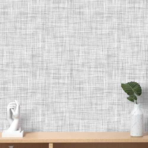 Gray Grasscloth Peel and Stick Wallpaper Texture Contact Paper 17.3"x120" Vintage Wallpaper Removable Waterproof Wall Paper for Room Walls Cabinets Furniture Drawers Desk - color: Gray, size: 17.3" x 120"