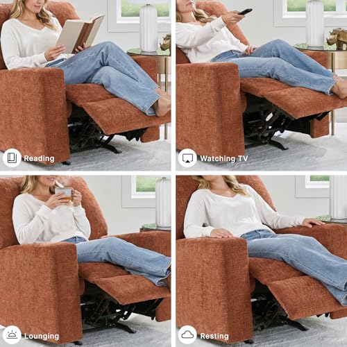 Signature Design by Ashley Aviemore Rocker Recliner, No Assembly Required | Plush manual rocker, Space-saving 12-in wall space, Durable metal-reinforced frame, 100% polyester chenille fabric - color: Spice, style: Recliner