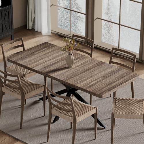 Extendable Dining Table for 4 6 8,55"-70" Kitchen Table Leaf,Dark Walnut | Expandable Rectangle Dining Table,Wood Dining Table w/ Hidden Leaf & Storage, Space Saving, Kitchen Dining Living Room,Modern - color: Removable Leaf 55"-71" Dark Walnut