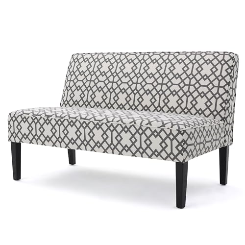 50" Small Loveseat Sofa, Comfy Mini Fabric Sofa Couch for Small Spaces, 2 Seater Armless Sofa with Solid Wood Legs for Living Room, Dorm, Office, Bedroom (Grey 1) - color: Grey 1