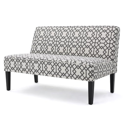 50" Small Loveseat Sofa, Comfy Mini Fabric Sofa Couch for Small Spaces, 2 Seater Armless Sofa with Solid Wood Legs for Living Room, Dorm, Office, Bedroom (Grey 1) - color: Grey 1