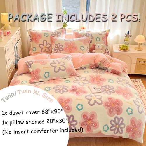 MorroMorn Twin Bedding Sets, Pink Floral Duvet Cover Set, Fluffy Comforter Covers, Colorful Flowers Blanket Ultra Soft Kawaii Cute for Girls Toddler Kids Teen Women Twin/Twin XL Size - color: Blooming Flowers, size: Twin/Twin XL