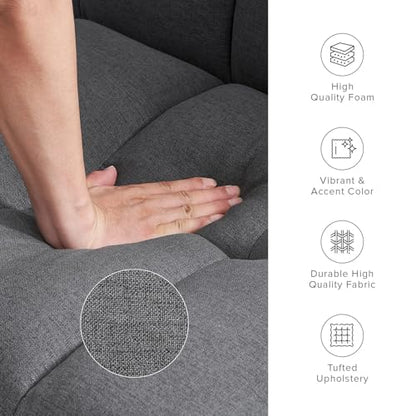 mopio 76.4" Futon Sofa Bed Tufted Styled, Sleeper Couch (Dark Grey Fabric) | A textured seat folds flat for sleepovers; snug proportions slip into lofts and small lounges. - color: Dark Grey Fabric