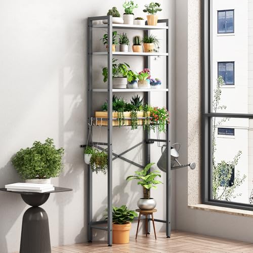 Kalrin Over-The-Toilet Storage Rack, 4-Tier Bathroom Organizer Shelf Over Toilet with Adjustable Shelf and Basket, Freestanding Space Saver Bathroom Shelves Above Toilet for Room (Gray- White) - color: Gray- White