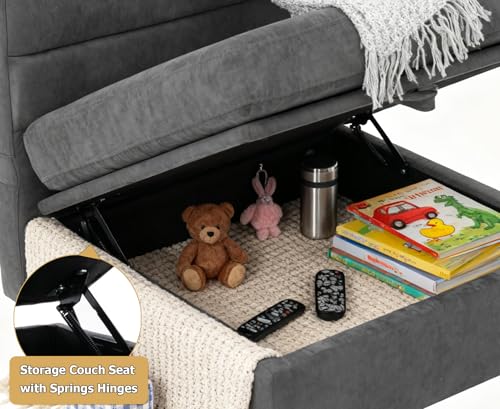 asunflower Modular Couch with Storage 25.19" Deep Seat Storage Couch Comfy Fabric Dark Grey Modular Sofa with No Arms Middle Module for Sectional Sofa with Reclining Back