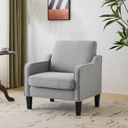 VINGLI Accent Chairs for Living Room Mid Century Modern Chair Sofa Chair Upholstered Arm Chair with Scooped Arms for Bedroom, Apartment, Office, Studio, Waiting Room, Play Room - color: Grey