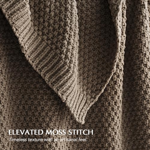 EVERGRACEHOME Chunky Chenille Knit Throw Blanket, 50 x 60, Mocha Brown | Sculpted Moss Stitch, Chic Modern Farmhouse, All-Season Warmth, OEKO-TEX® Certified, Elegant Blanket for Couch, Bed, Sofa - color: Mocha Brown, size: 50" X 60"