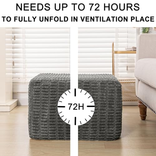 Asuprui Square Pouf Ottoman Footrest for Couch Sofa Gray Footstool 20x14In | Footstool Ottoman,Stuffed Pouf Ottoman,All-One Foam Filler, Footrest,Beanbag Chair,Floor Pouf for Living Room Wedding Bedroom - color: Grey