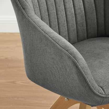 Swivel Desk Chair for Home Office, Fabric, Grey | No Wheels, Beech Wood Legs, Mid Century Modern, Upholstered, 360° Swivel, Accent Chair, Living Room, Bedroom - color: Grey/Beech Wood, size: Fabric