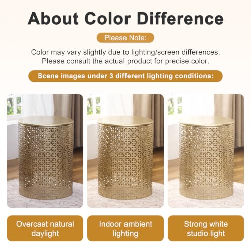 Homebeez Modern Nesting Tables Set of 2, Round Metal End Table, Gold | Accent Side Tables for Living Room & Bedroom, No Assembly Nightstands - color: Gold