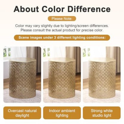 Homebeez Modern Nesting Tables Set of 2, Round Metal End Table, Gold | Accent Side Tables for Living Room & Bedroom, No Assembly Nightstands - color: Gold