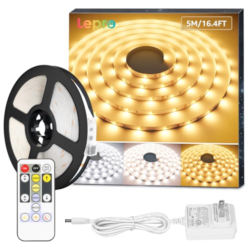 Lepro LED Tunable White Strip Light, Warm to Cool White, 16.4ft Dimmable Bright LED Tape Lights, 300 LEDs 2835, Strong 3M Adhesive, Not Cuttable, Suitable for Christmas Decorations, Home, Bedroom - size: 16.4 ft