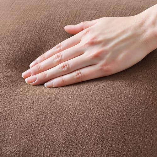 MIULEE Linen Fringe Decorative Fall Throw Pillow Covers Dark Coffee 18x18 | Set of 2, Cottagecore Decor, Boho Farmhouse Neutral Pillow Covers, Rustic Fall Couch Cushion Cases for Sofa Bed Living Room - color: Dark Coffee, size: 18" x 18" (Pack of 2)