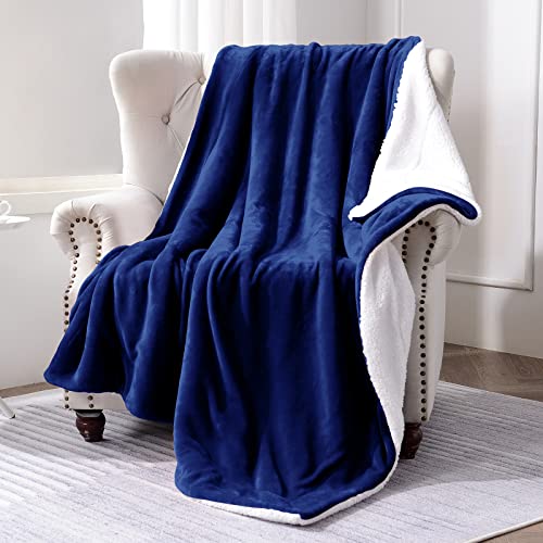 Sherpa Fleece Throw Blanket, Blue, 50x60 inches | Double-Sided Super Soft Luxurious Plush Blanket Throw Size - color: Blue, size: 50"×60"