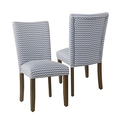 HomePop Classic Parsons Dining Chair - Blue Geometric (Set of 2) - color: Blue Geometric, style: Pack of 2
