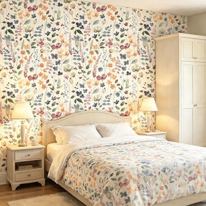Flowers Peel and Stick self Adhesive Wallpaper Floral - 128''x32'' - color: X04, size: 128"x32"