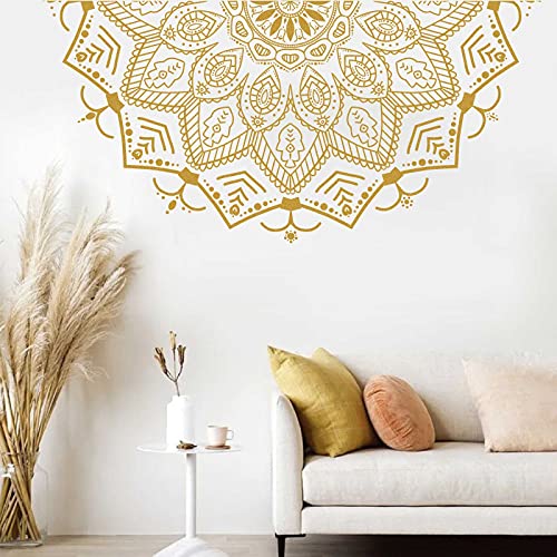 Half Mandala Wall Decal Mandala Wall Sticker Mandala Decals for Walls Flower Wall Stickers Removable Peel and Stick Wall Decals for Bedroom Living Room Yoga Studio Decor | Headboard vinyl decoration, yoga room decor, lotus peel and stick, removable, self