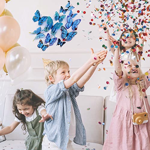 OPSEAM 3D Butterfly Wall Decor Butterfly Decorations Stickers with Magnets | 24 PCS Blue,12 Styles Double Layer Butterfly for Classroom Decoration,Locker Refrigerator, Reusable,Waterproof - color: Blue