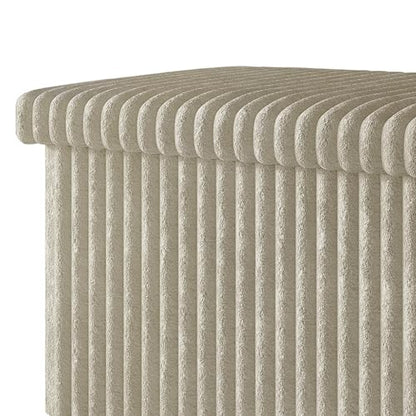 HOME DESIGN Florence 30" Upholstered Folding Storage Bench, Tufted Top, Space-Saving Storage, Light Beige Upholstery - color: Light Beige