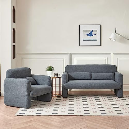 Loveseat Sofa, 59" W 2-Seater Lamb Fabric Couch, Solid and Easy to Install, Modern Upholstered Couch for Bedroom, Apartment, Living Room - color: Dark Gray, size: 30.31"D x 59.06"W x 31.5"H