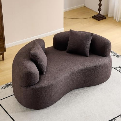 66.93 Inch Curved Loveseat Sofa with High - Density Foam Cushion, Full Compression Modular 2-Seater Couch, No Assembly Required, for Small Spaces & Living Room, Dark Brown - color: Dark Brown, size: 66.93 inches Mini Version