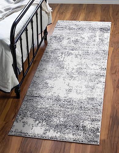 Keen Home Design Runner Rugs - 32"x91" Non-Shedding, Thick Pile Abstract Rugs for Kitchen, Living Room, Bedroom, Dining Room, Entryway - Size: 2'8" x 7'7", Abstract Cream/Grey - color: Abstract Cream/Grey, size: 2'8" x 7'7" (Runner)