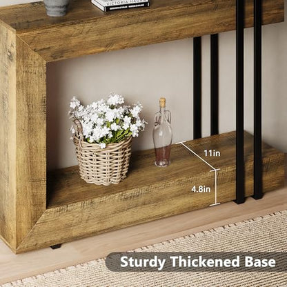 Einhomn 42.5" Console Table Behind Couch, 2-Tier Narrow Entryway Table with Storage, Wood Sofa Tables for Hallway/Entrance/Living Room/Foyer, Rustic Brown - color: Rustic Brown